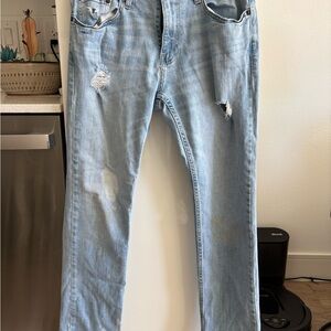 Hollister Men's Light Blue Ripped Jeans